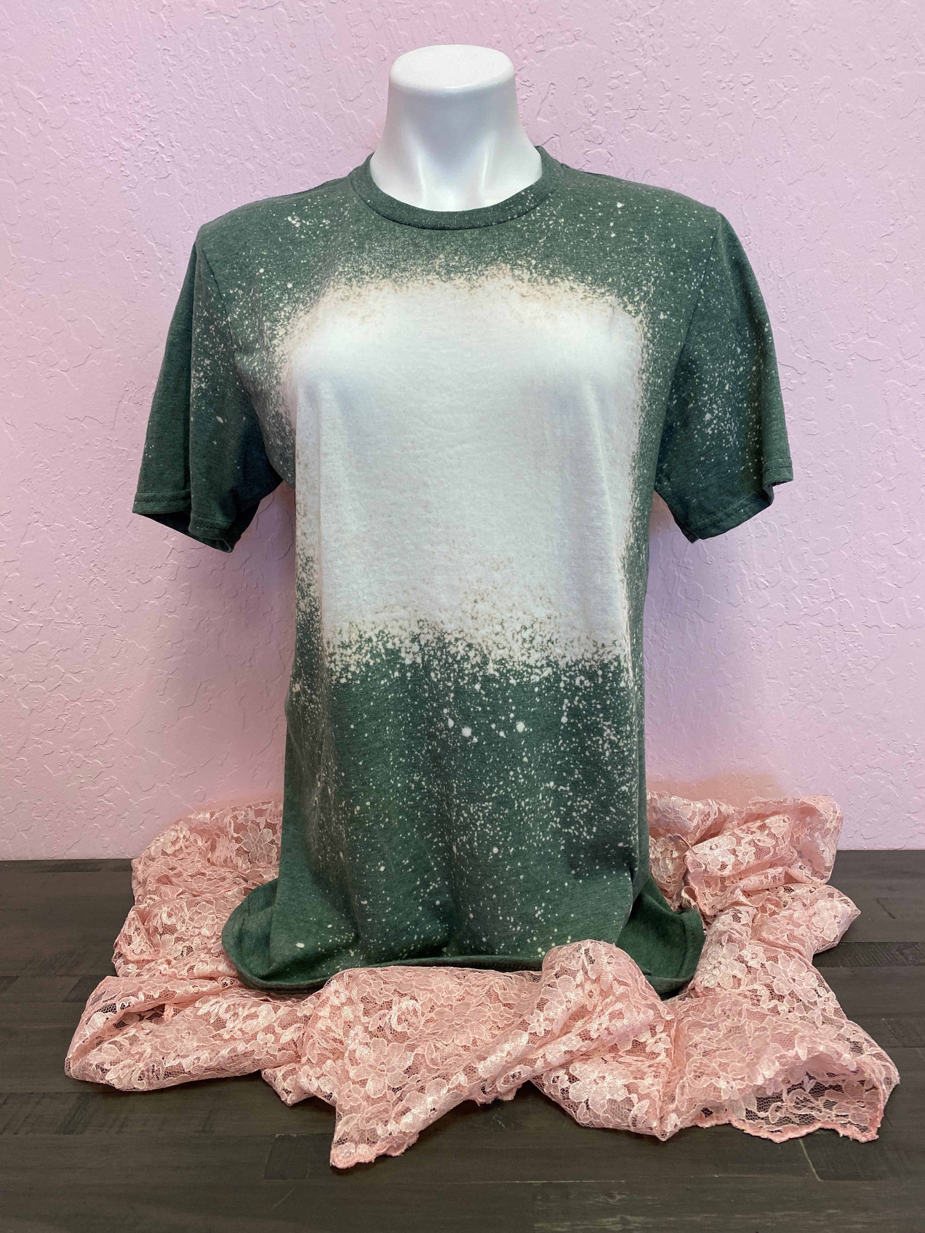 green bleached shirt