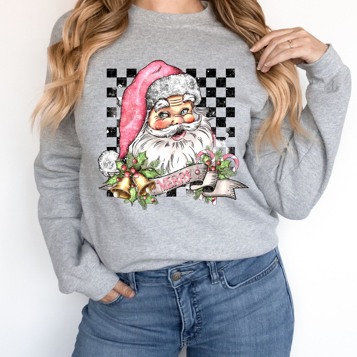 Pink Santa with Checkers