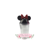 Load image into Gallery viewer, Mouse Ear Black with Red Bow Tumbler | This Girls Vinyl Shop
