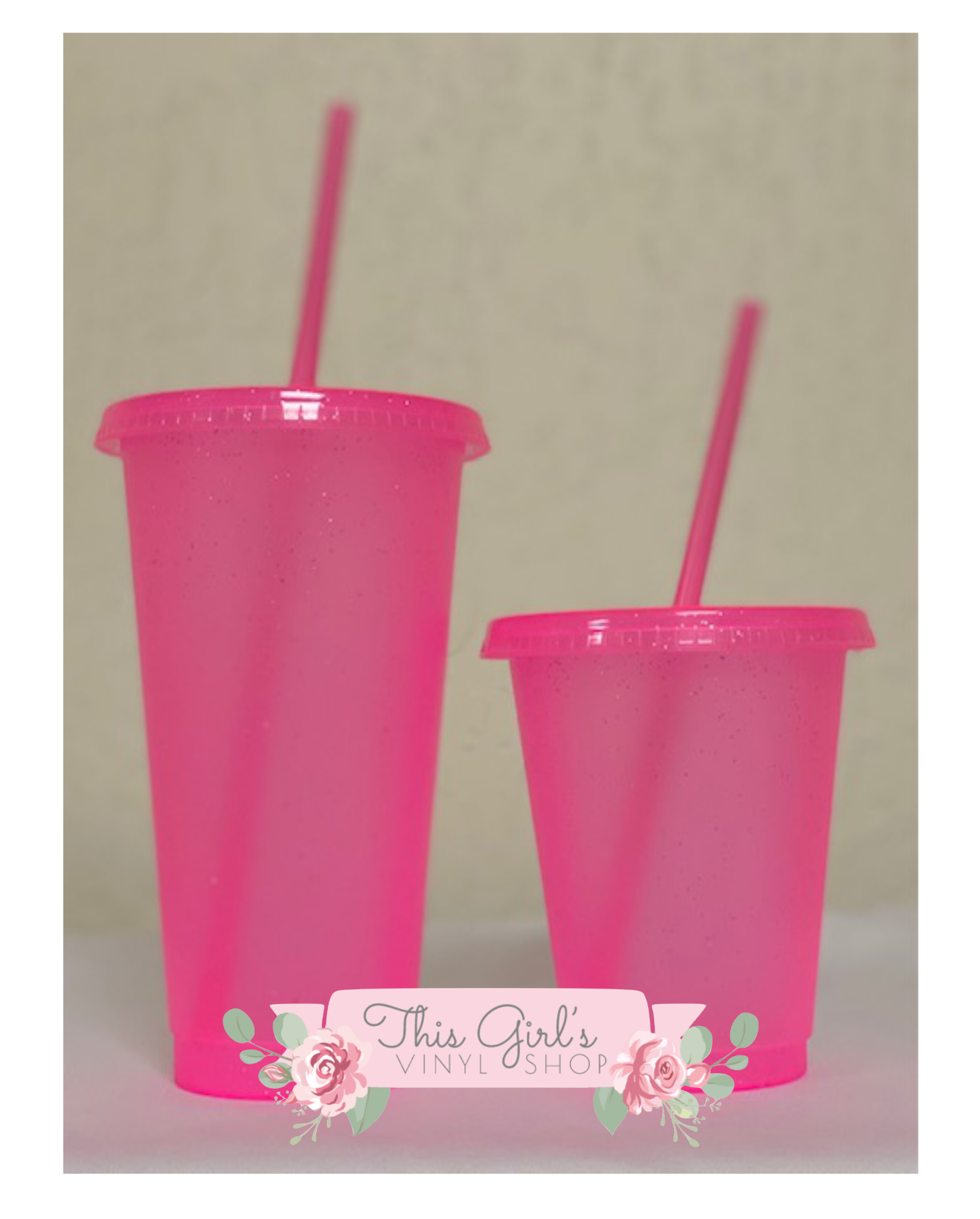 Pretty Puffs 16oz Tumbler With Straw Hot Pink/purple/red Custom