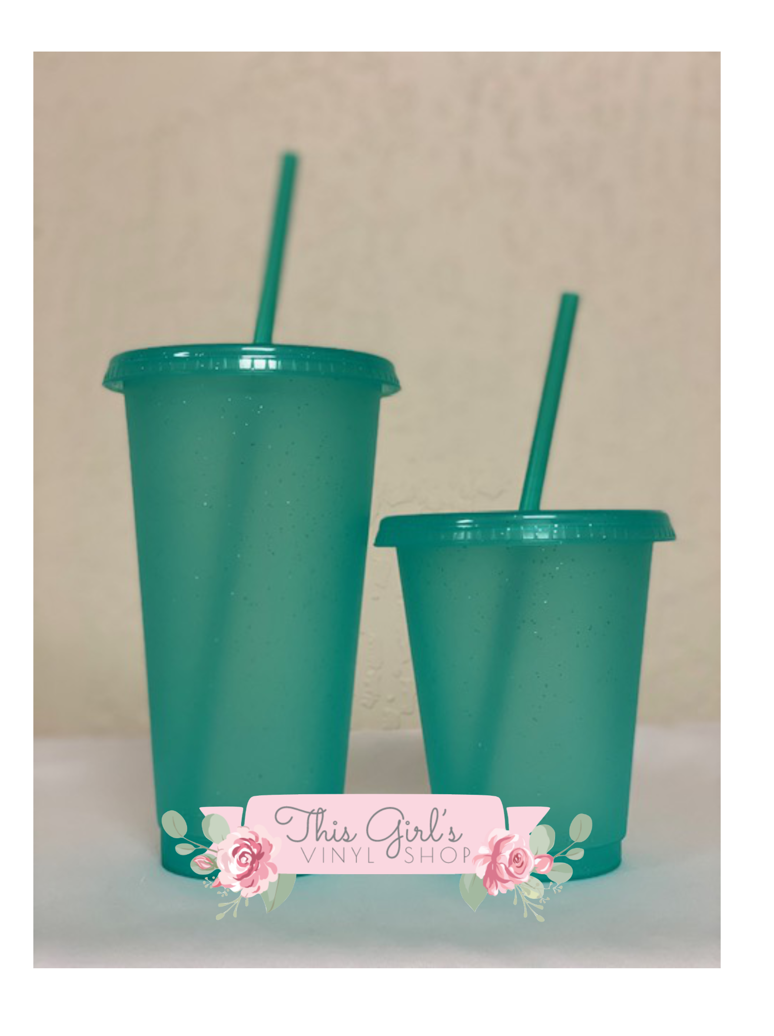 Clear Glitter Plastic Reusable Cold Cup, 24 Oz & 16 Oz, Single Cups 