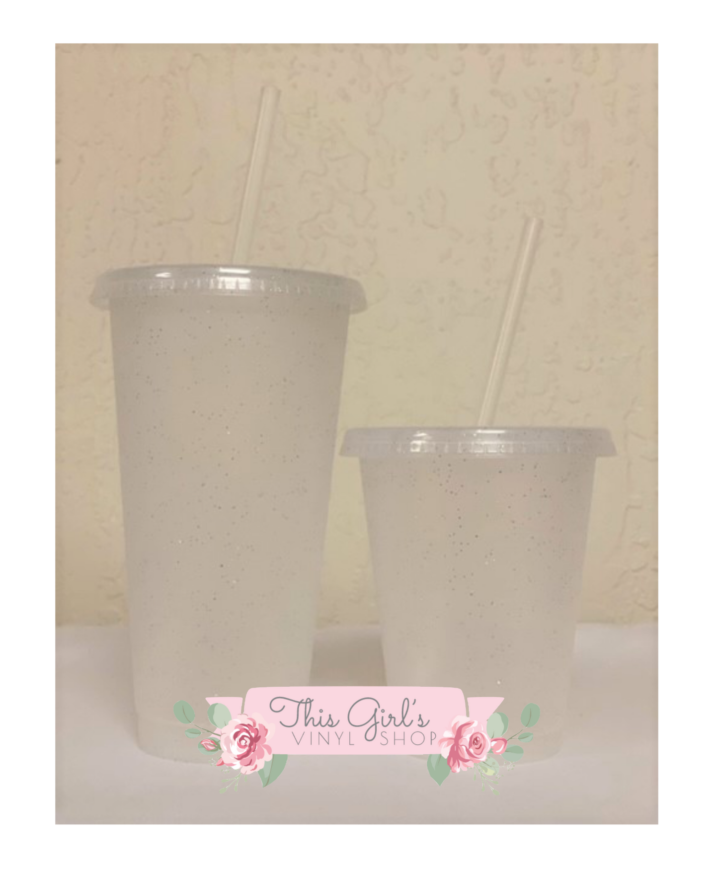 Glitter Cups (White Glitter) | This Girls Vinyl Shop